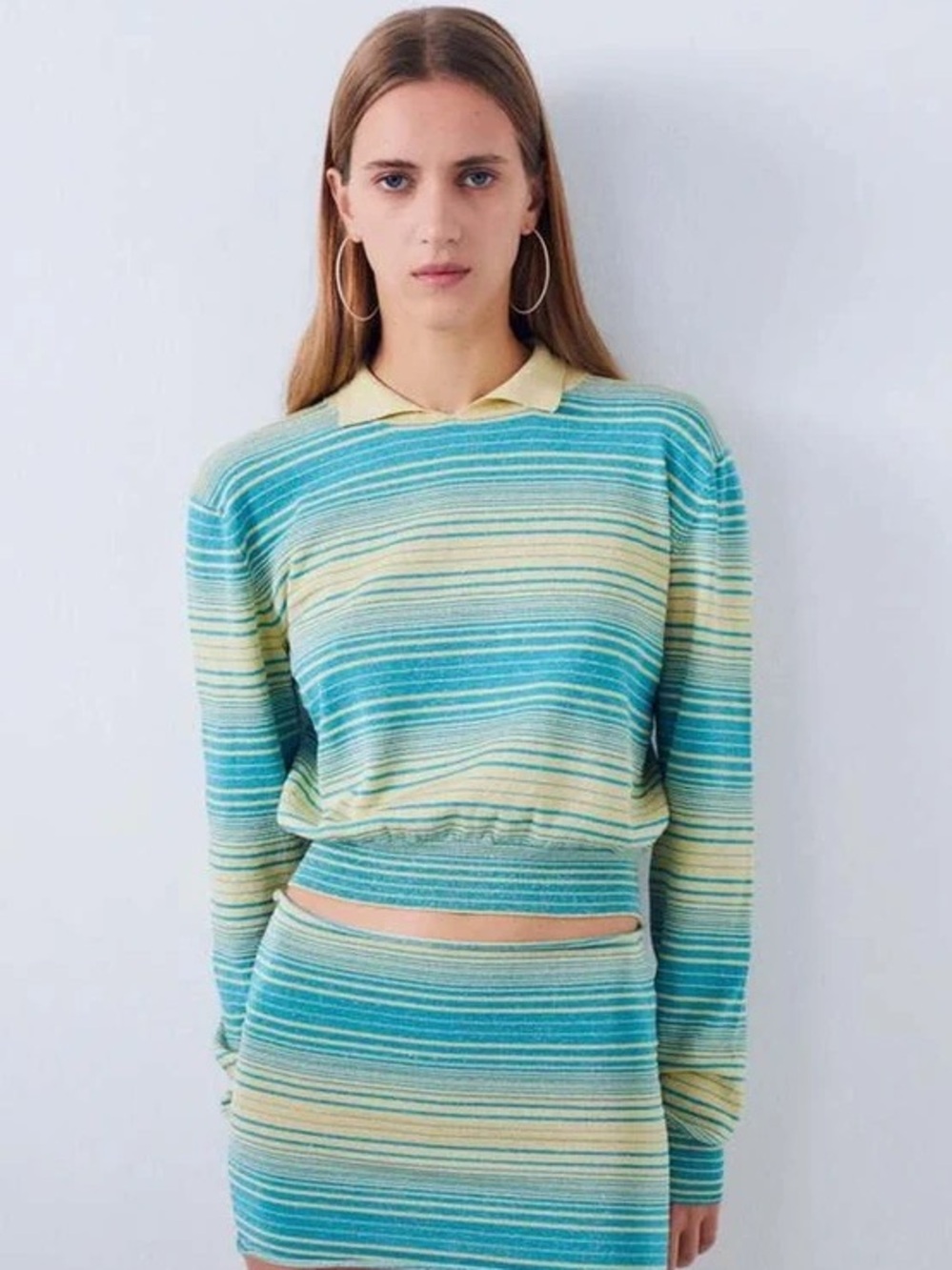 Gimaguas Striped Turquoise and Cream Knit Sweatshirt